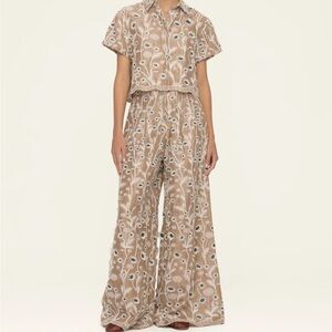 Agua by Agua Bendita Beige Floral Embroidered Set